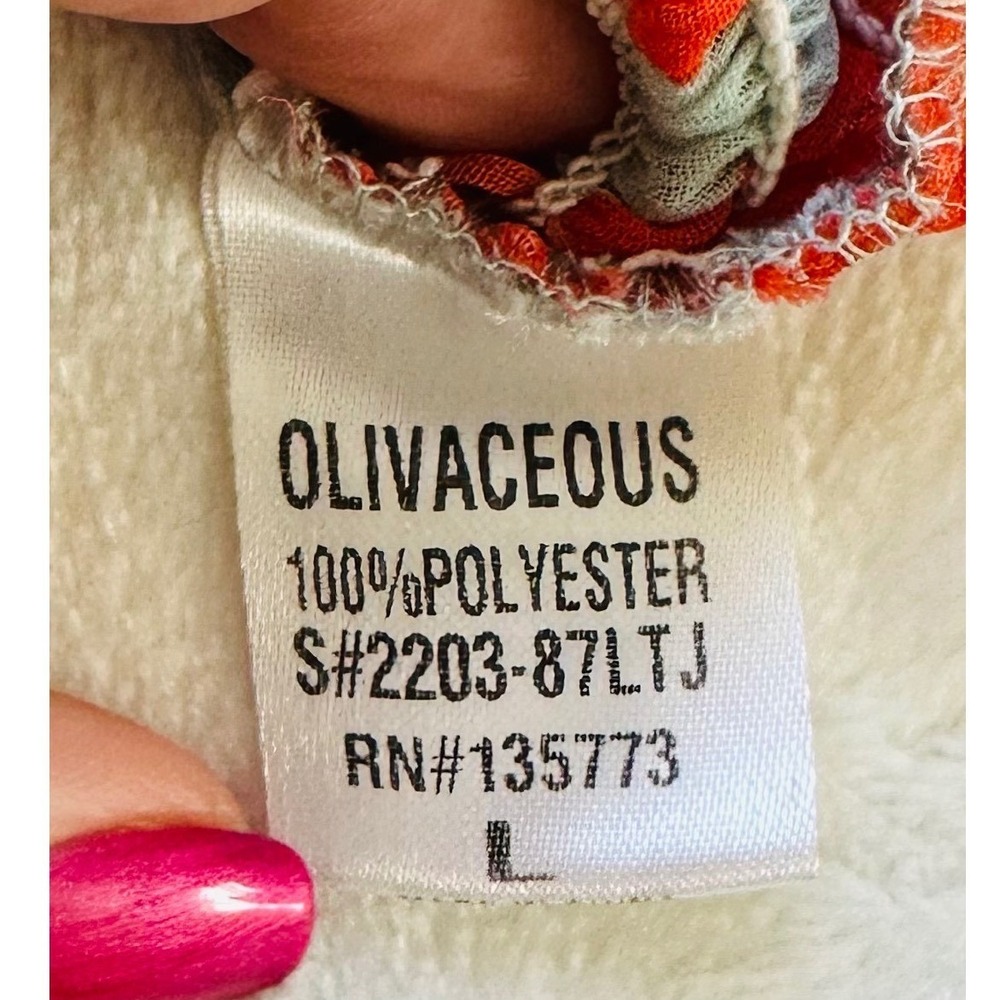 Olivaceous Anthropologie Floral Crop Top Large Orange Blue Euro Summer Coquette - Picture 7 of 8